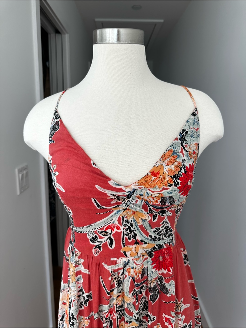 Free People Through The Vine Printed Maxi Dress, Red / Pink - Picture 2 of 12